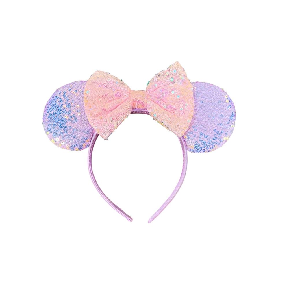 Pastel Sequin Minnie Mouse Ears Headband Purple Pink Disney Style
